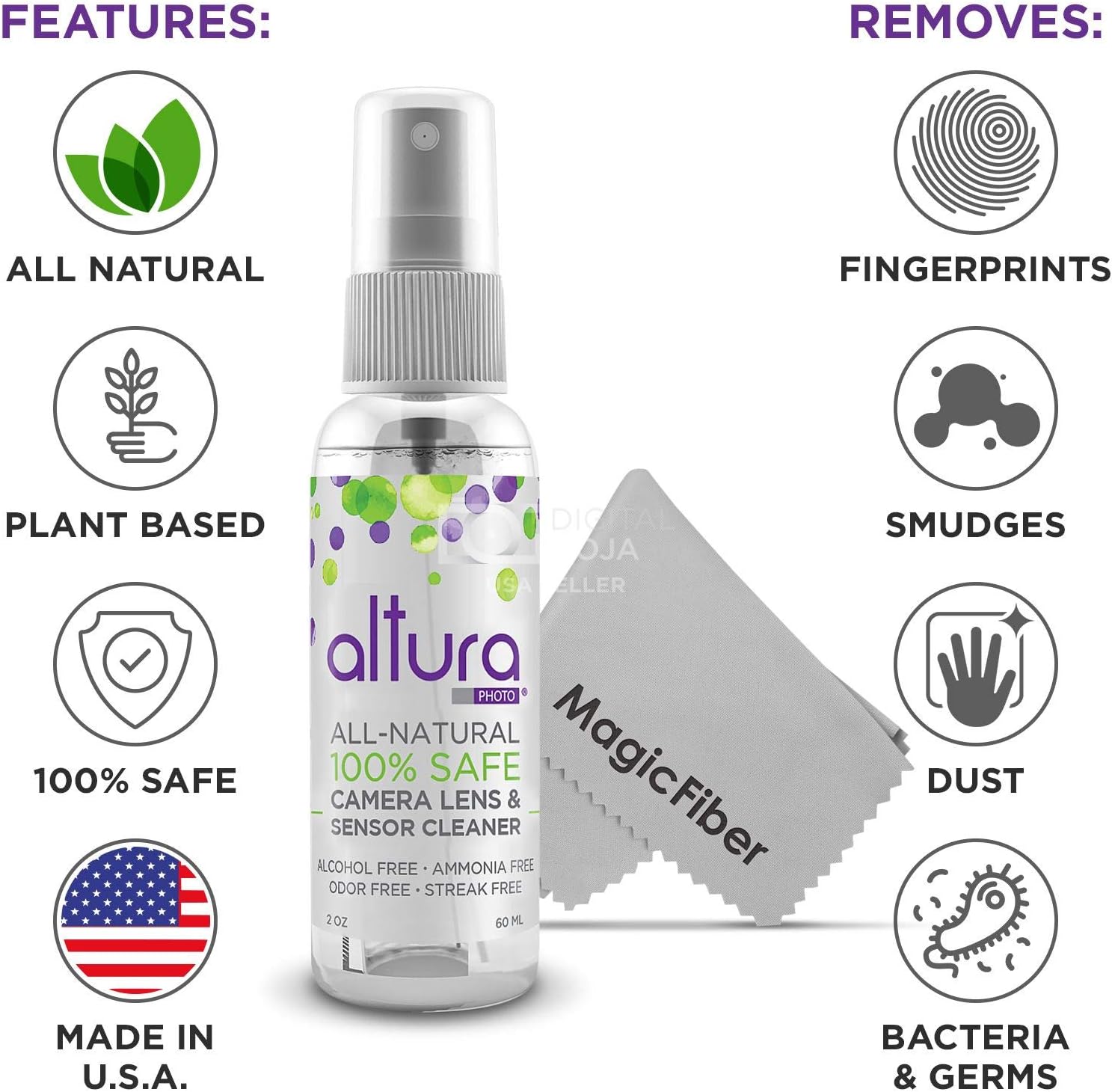 Altura Photo Professional Camera Cleaning Kit for Full Frame DSLR & Mirrorless Cameras - Lens and Sensor Cleaner - Includes Case, Spray, Swabs, Blower, Brush, Tissue Paper - Image 3