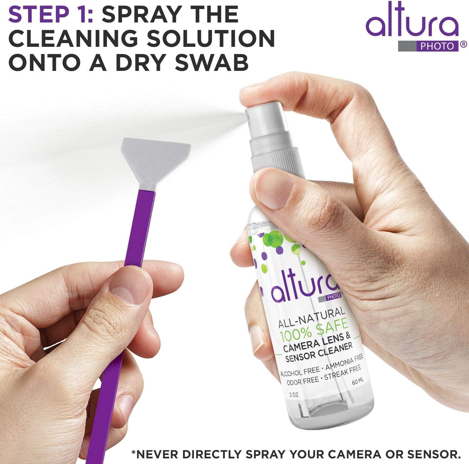 Altura Photo Professional Camera Cleaning Kit for Full Frame DSLR & Mirrorless Cameras - Lens and Sensor Cleaner - Includes Case, Spray, Swabs, Blower, Brush, Tissue Paper - Image 5