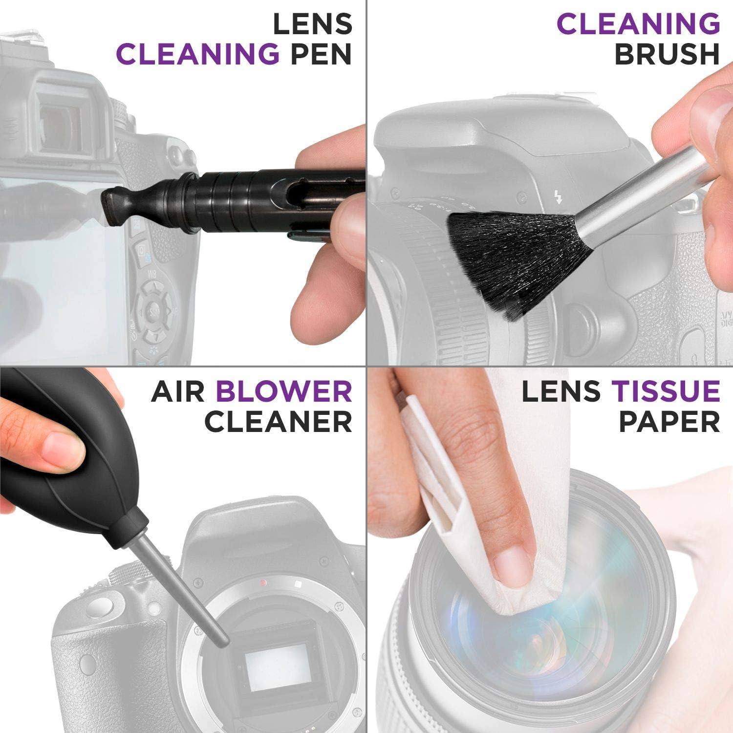 Altura Photo Professional Camera Cleaning Kit for Full Frame DSLR & Mirrorless Cameras - Lens and Sensor Cleaner - Includes Case, Spray, Swabs, Blower, Brush, Tissue Paper - Image 8